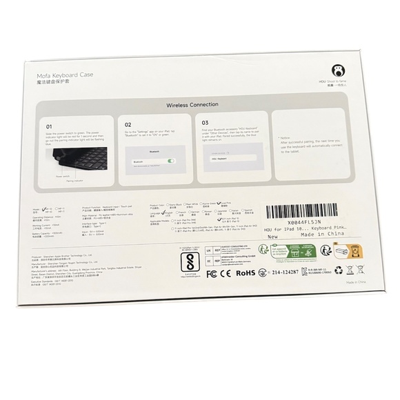 HOU Magnetic Keyboard Case iPad 10 11 Pink Bluetooth Tilt Backlit Glass Touchpad - Picture 10 of 11